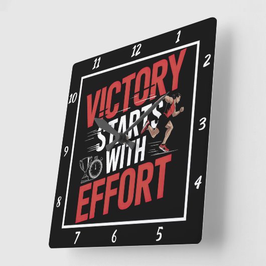 De overwinning begint bij de Effort Runner Vierkante Klok (Hoek)