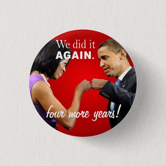 De overwinning van Barack en Michelle Obama op de Ronde Button 3,2 Cm (Voorkant)