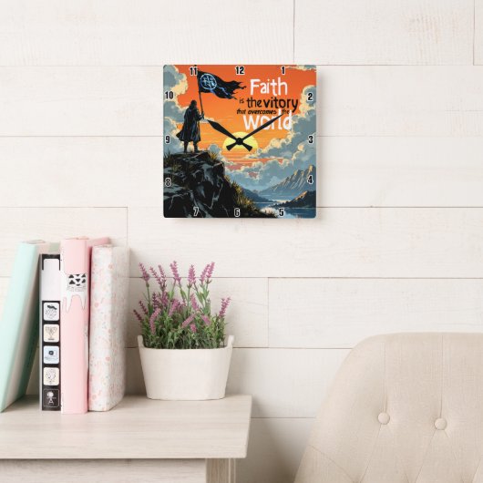 De overwinning van het geloof: overwint de wereld vierkante klok (Leeskamer)