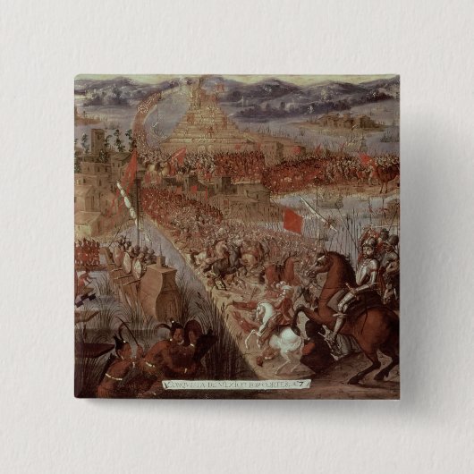 De overwinning van Tenochtitlan Vierkante Button 5,1 Cm (Voorkant)