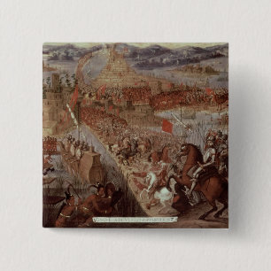 De overwinning van Tenochtitlan Vierkante Button 5,1 Cm