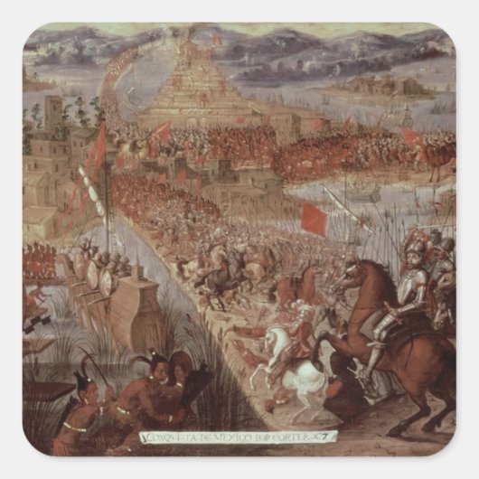 De overwinning van Tenochtitlan Vierkante Sticker (Voorkant)