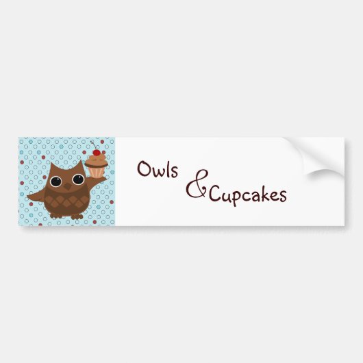 De Owl en de Cupcake Bumpersticker (Voorkant)