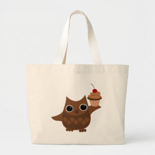 De Owl en de Cupcake Grote Tote Bag