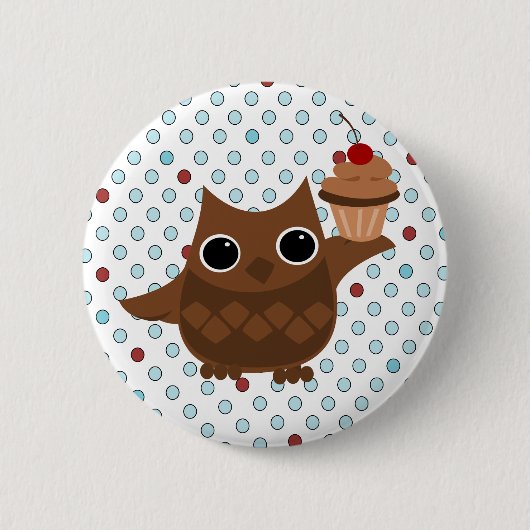 De Owl en de Cupcake Ronde Button 5,7 Cm (Voorkant)