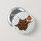 De Owl en de Cupcake Ronde Button 5,7 Cm (Voorkant /achterkant)