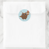 De Owl en de Cupcake Ronde Sticker (Tas)