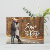 De paar Foto bewaart de het manuscriptkaart van de Save The Date (Staand voorkant)