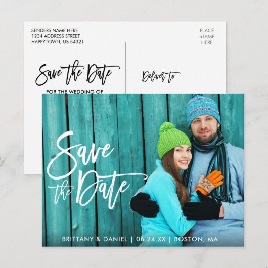 De paar Foto bewaart het van de Datum Moderne Bors Briefkaart (Voorkant / Achterkant)