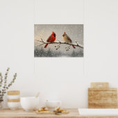De Paar Winter Kardinalen Poster (Keuken)