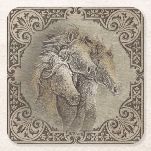De paarden kartonnen onderzetters (Voorkant)