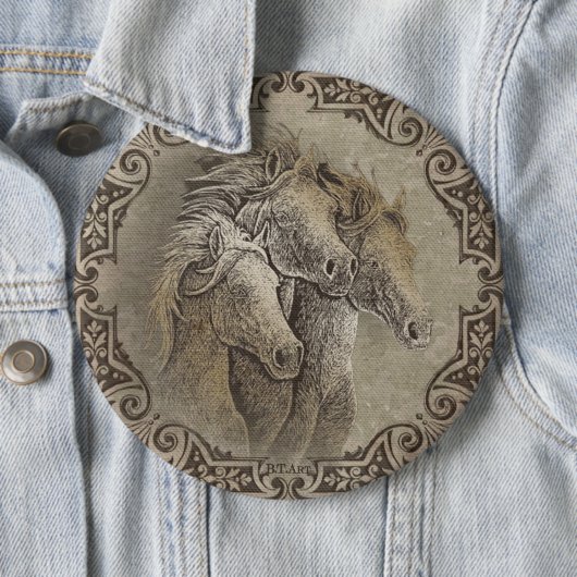 De paarden ronde button 6,0 cm (In situ)