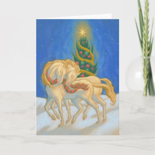 De Paarden van Kerstmis Feestdagen Kaart (Voorkant)