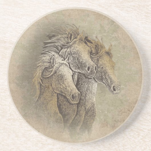 De paarden zandsteen onderzetter (Voorkant)