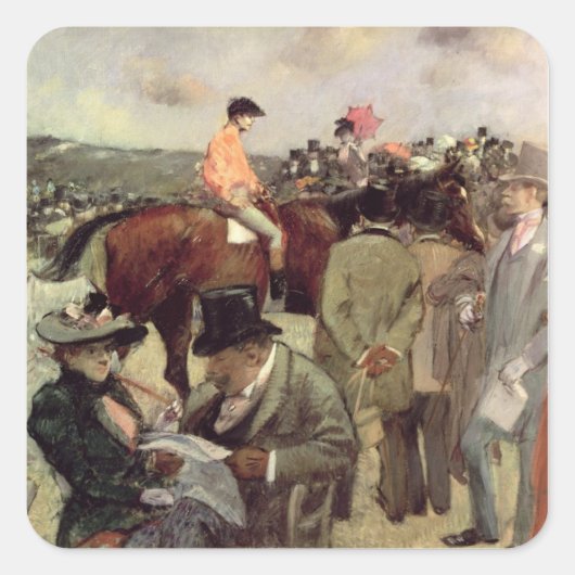 De paardenrace, ca.1890 vierkante sticker (Voorkant)