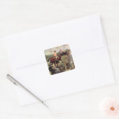 De paardenrace, ca.1890 vierkante sticker (Envelop)