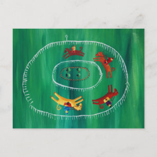 De Paardenrace Heden Daagse Kunst Acryl Schilderij Briefkaart