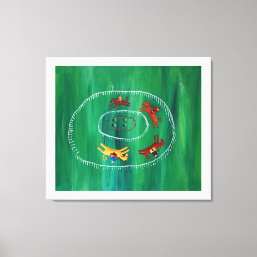 De paardenrace moderne acryl fijne kunstschilderin canvas afdruk (Voorkant)