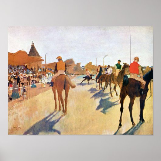 De paardenrennen (de parade), Edgar Degas Poster (Voorkant)
