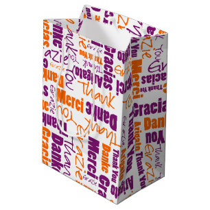 De paars en het Sinaasappel danken u Word Wolk Medium Cadeauzakje