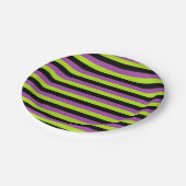 De paars kalken Groene en Zwarte Strepen Papieren Bordje (Gekanteld)