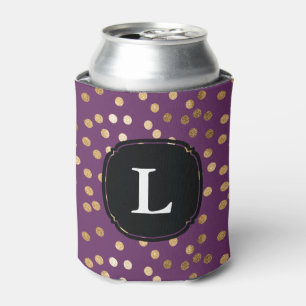 De Paars met monogram en het Goud schitteren Stip Blikjeskoeler