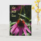 De paarse Bloem met Bij wordt goed spoedig Kaart (Gele Bloem)