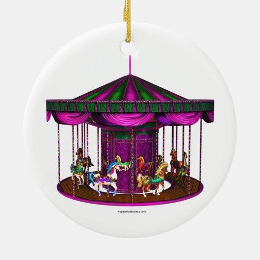 De Paarse carrousel Keramisch Ornament (Achterkant)