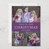De paarse Collage van de Foto van Kerstmis van de Feestdagenkaart (Voorkant)