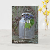 de paarse druiven in antiek melk kunnen verjaardag kaart (Gele Bloem)