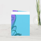 De paarse en Blauwgroen Blauwe Knuppel Mitzvah Bedankkaart (Achterkant)