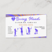 De Paarse en gele schoonmaakdienst van het houden Visitekaartje (Voorkant)