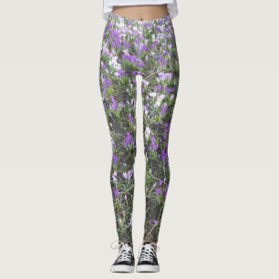 De paarse en Witte Leggings van de Bloemen van de