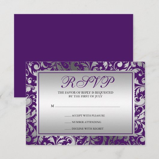 De paarse en Zilveren Kaart van de Reactie van de (Voorkant / Achterkant)