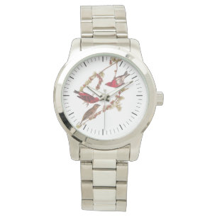De Paarse Finch Red Birds  kunst van Audubon Horloge