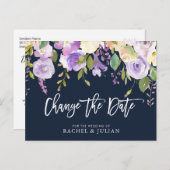 de paarse florale verandering van het borstelmanus briefkaart (Voorkant / Achterkant)