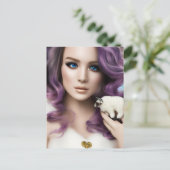 De Paarse gepaarde vrouw en een stut-staafje Briefkaart (Staand voorkant)