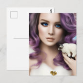 De Paarse gepaarde vrouw en een stut-staafje Briefkaart (Voorkant / Achterkant)