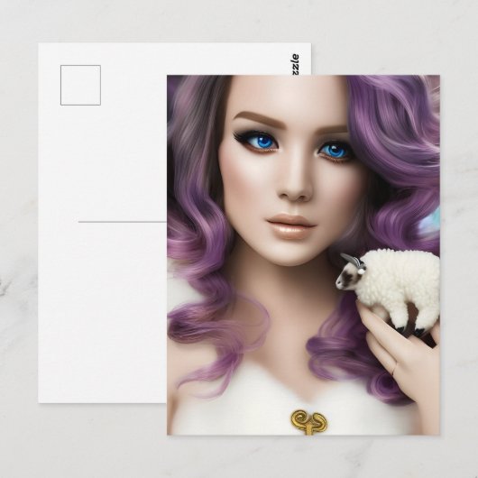 De Paarse gepaarde vrouw en een stut-staafje Briefkaart (Voorkant / Achterkant)