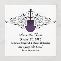 De Paarse gitaar bewaart de Datum uitnodigen