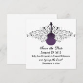 De Paarse gitaar bewaart de Datum uitnodigen Save The Date (Voorkant / Achterkant)