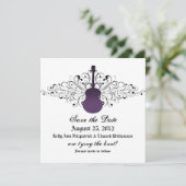 De Paarse gitaar bewaart de Datum uitnodigen Save The Date (Staand voorkant)