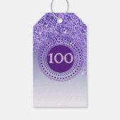 De Paarse Glitter 100ste Verjaardag Cadeaulabel (Achterkant)