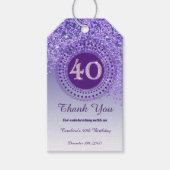 De Paarse Glitter 40ste Verjaardag Cadeaulabel (Voorkant)