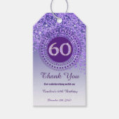 De Paarse Glitter 60ste Verjaardag Cadeaulabel (Voorkant)