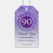 De Paarse Glitter 90ste Verjaardag Cadeaulabel (Voorkant)