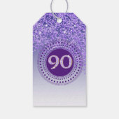 De Paarse Glitter 90ste Verjaardag Cadeaulabel (Achterkant)