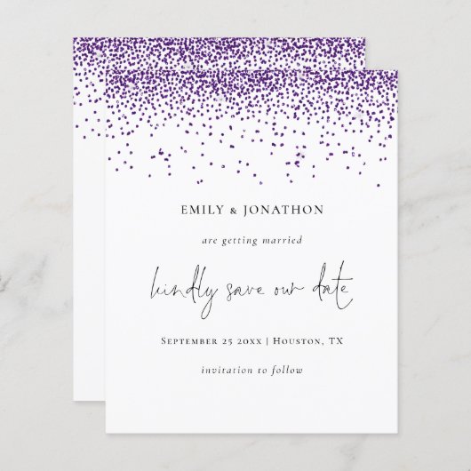 De Paarse Glitter Confetti Glam van de begroting s (Voorkant / Achterkant)