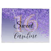 De Paarse Glitter Sweet 16 Birthday Groot Cadeauzakje (Achterkant)