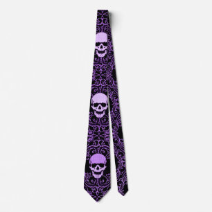De  Paarse Gothic Skulls Gentleman's Stropdas